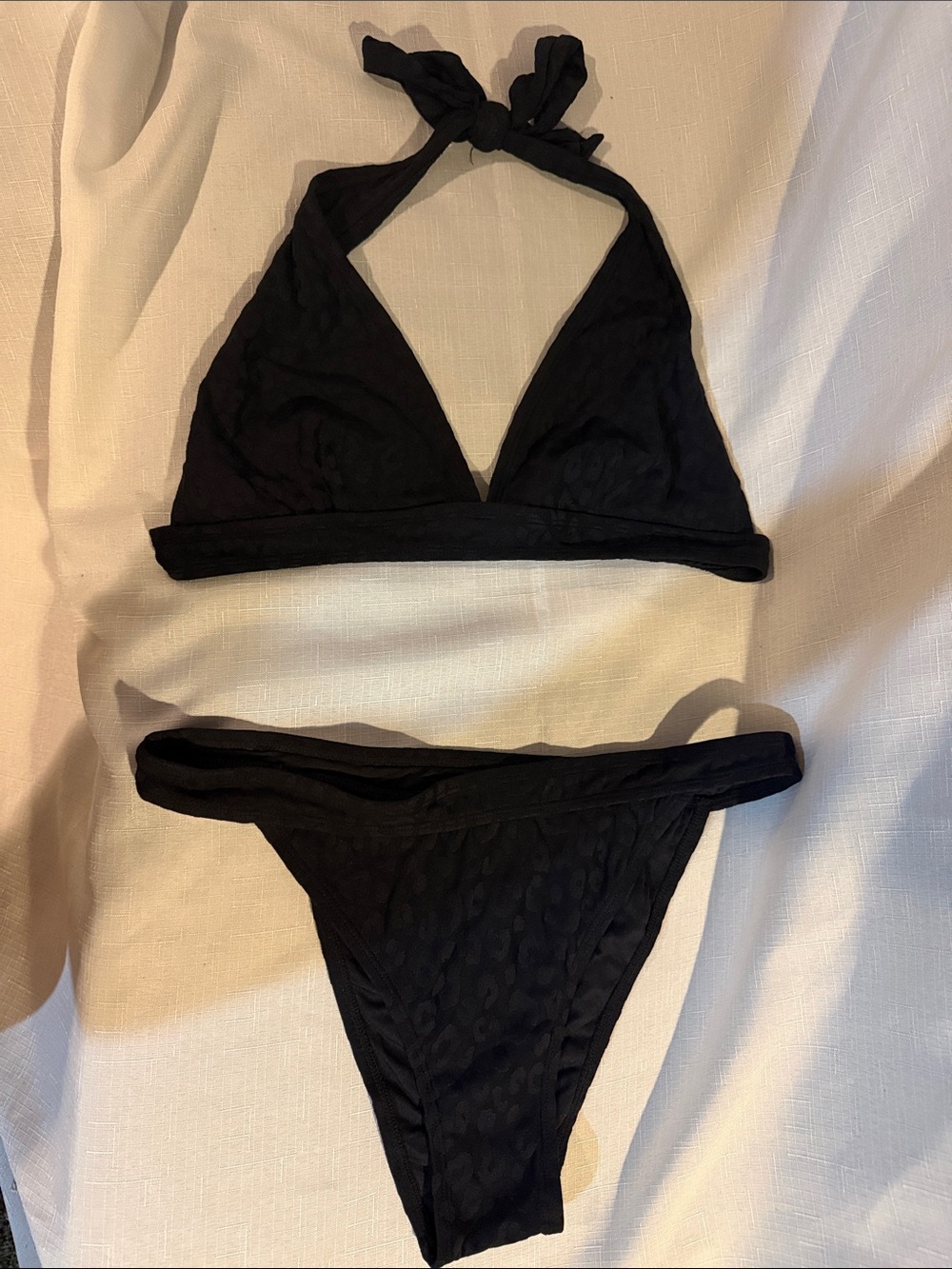 Mono B Black Halter Triangle Bikini Set